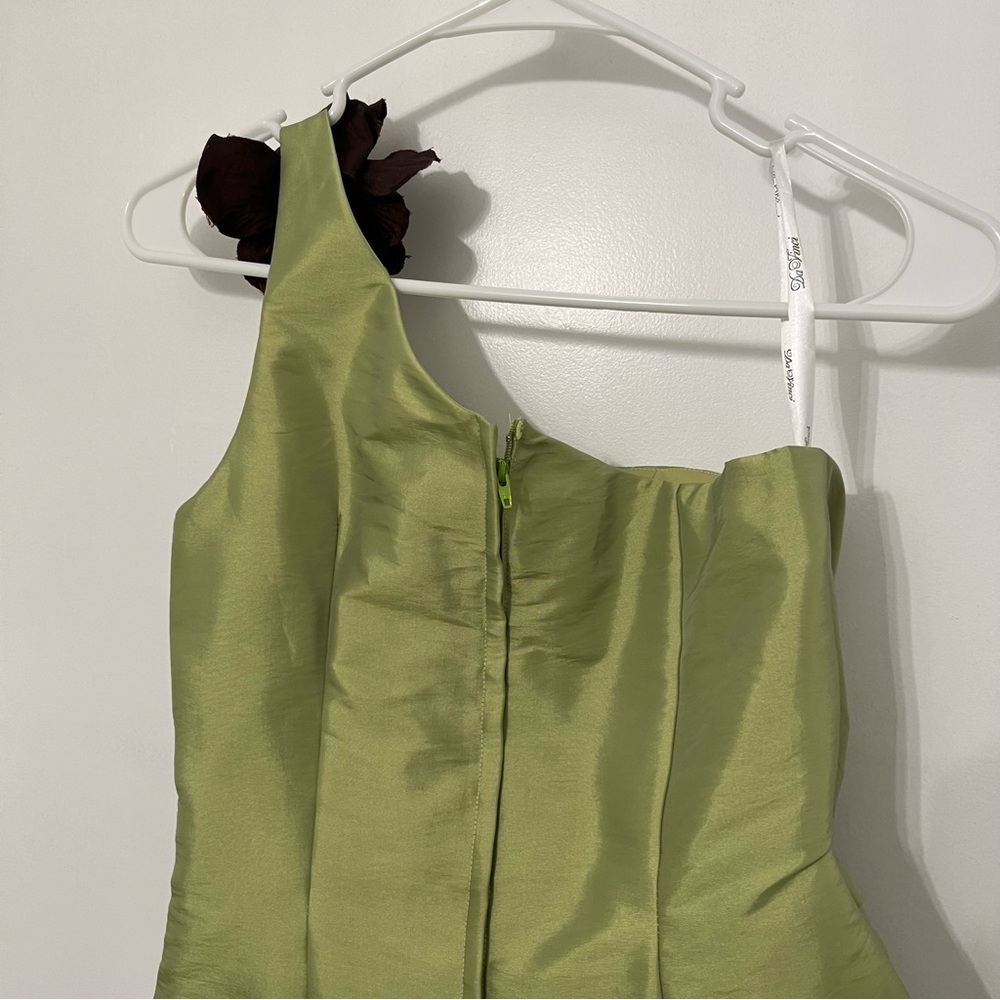 Davinci Womens Dress 6 Green One Shoulder Cocktail Prom Evening Formal - Picture 9 of 10